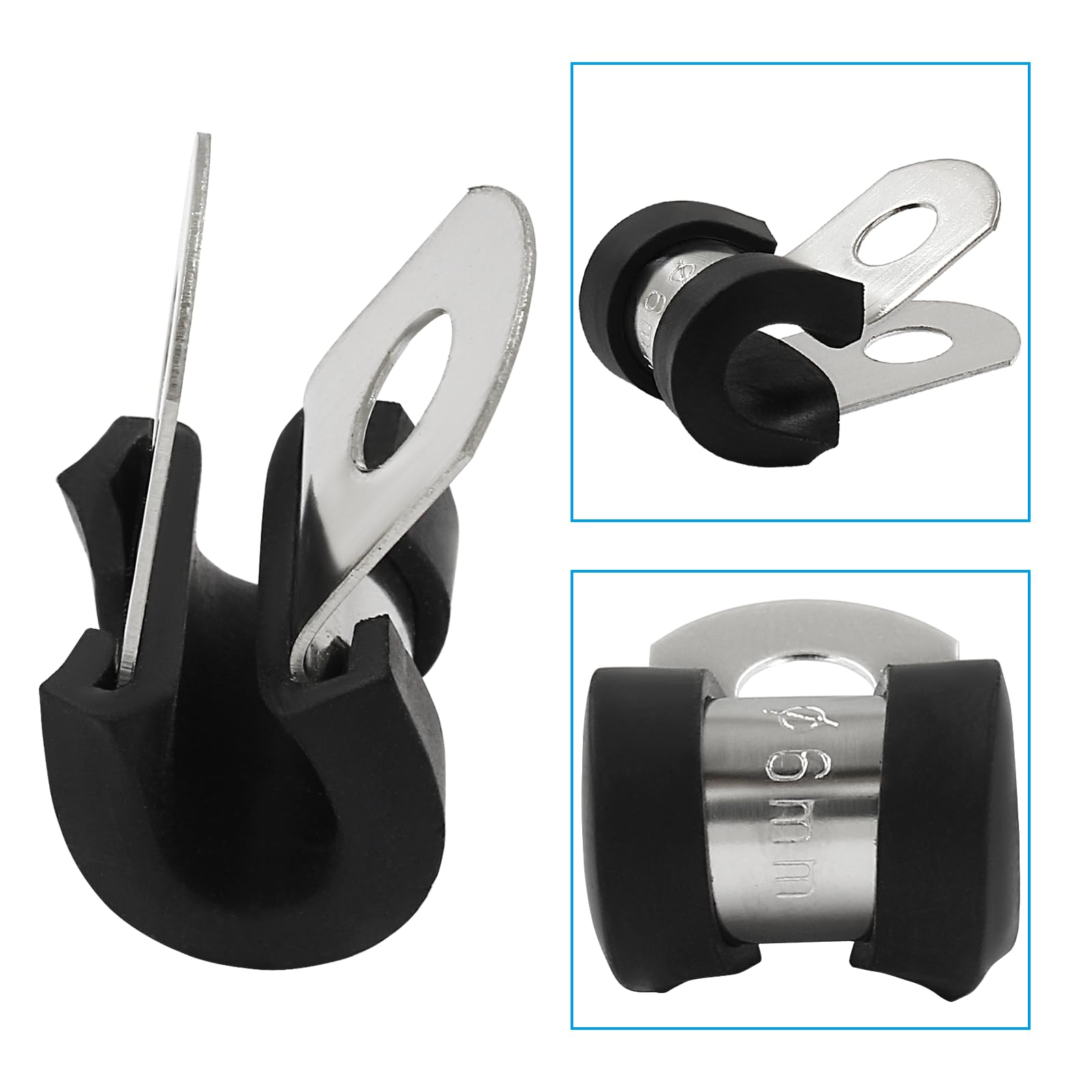 ISPINNER Lot De 12 Colliers De Serrage En Acier Inoxydable Avec Rebourrage En Caoutchouc De 2,5