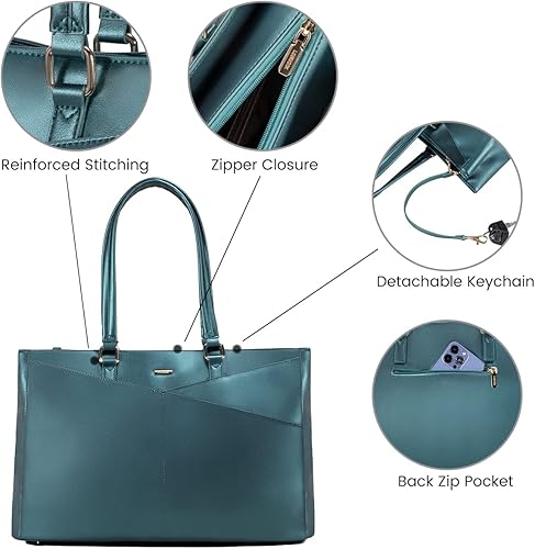 Vista 225 de Bolsa de mano portátil para mujeres, de 15.6”, impermeable, de cuero, para computadora, bolsas para mujeres de negocios, para oficina, bolsa