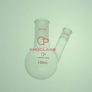 Proglass 2 Necks Round Bottom Boiling Flask 100mL,Center 24/40,Side 14/20