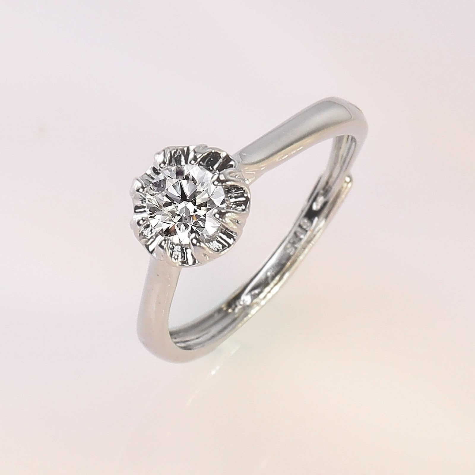 9 Karat Weißgold Ehering Labordiamant Weiß, Ring Für Freundin Blumensolitär