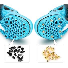 Nuolifee 1/4 Inch Track Spikes, 100 Pieces Steel Track Shoe Spikes Replacements and Spike Wrench for Sports Running Track Shoes (Black + Gold)
