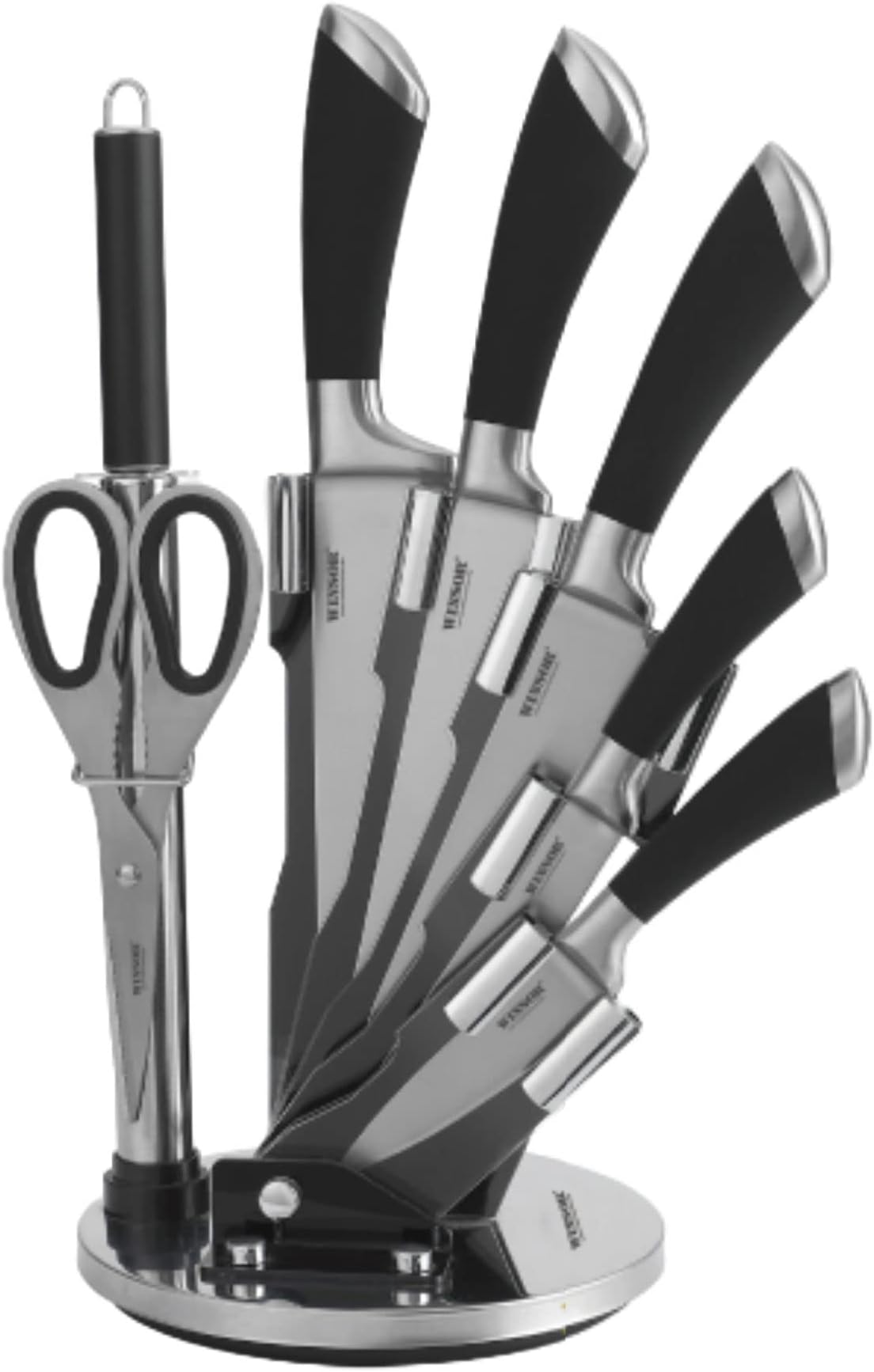 Winsor 8 Piece Grey knife set with Acrylic Stand Laser Cut Rust Free Stainless Steel