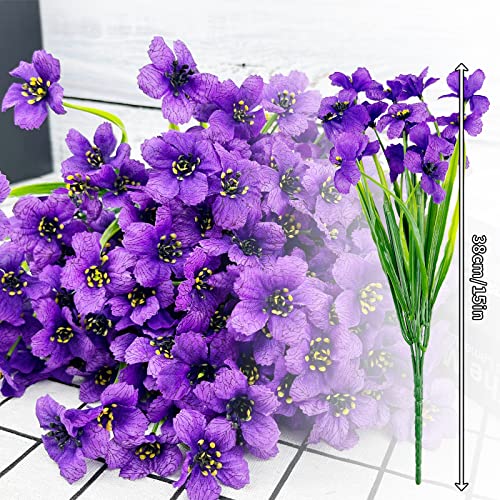 12 Bundles Artificial Violets Fake Flowers Bulk Uv Resistant Silk Flowers Outside Shrubs Plants For Garden Farmhouse Porch Home Indoor And Outdoor Wedding Decor (Purple, 12) #TOP5