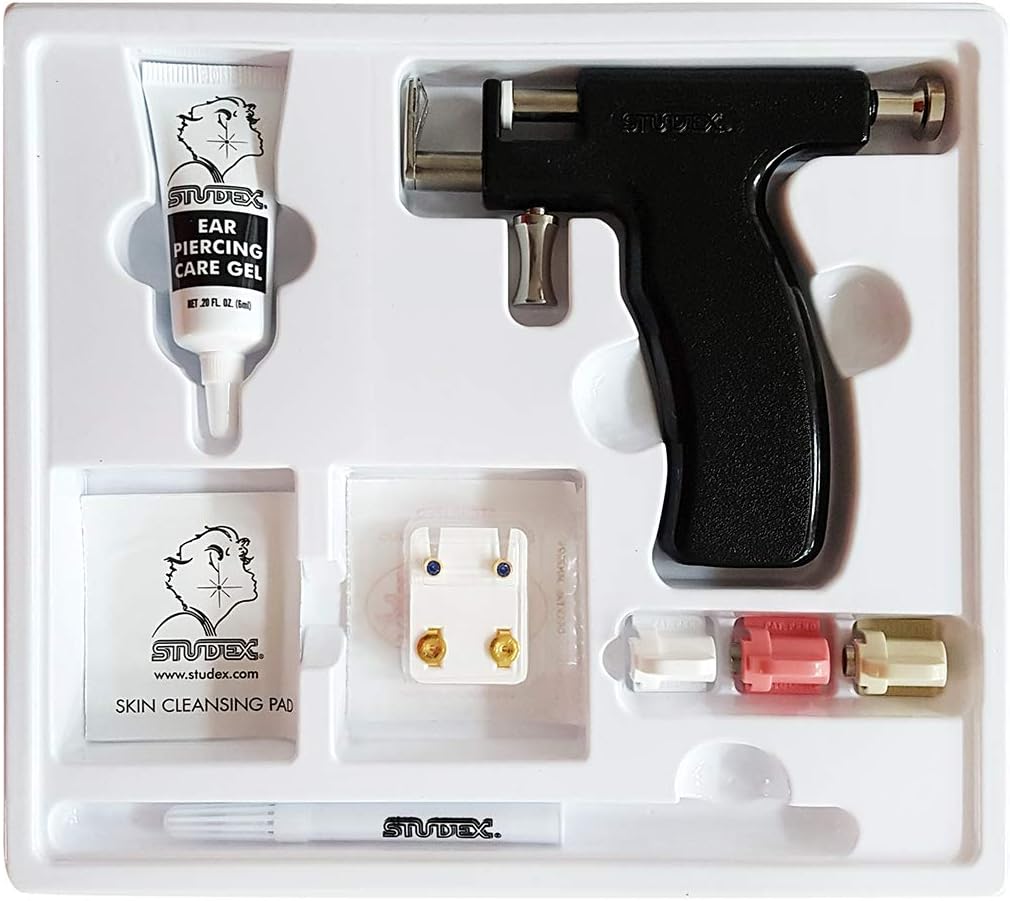 Kit Piercing Orecchie 6 Pezzi - Pistole Monouso Con Borchie Cristallo E Tamponi Alcolici, Sicurezza Per Casa E Salone