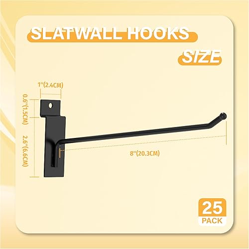 Miniatura 3 de Ganchos Slatwall negros de 8 pulgadas, 25 piezas, accesorios de pared de listones resistentes, colgador de herramientas de pared de listones
