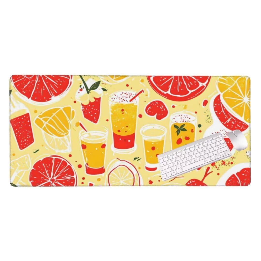 Alfombrilla de ratón 1400x600x3 MM, Alfombrilla Ratón XXL Extendida de Gran Tamaño con Bordes Cosidos, Base de Goma Antideslizante Almohadilla para Teclado, Frutas Coloridas S-1391