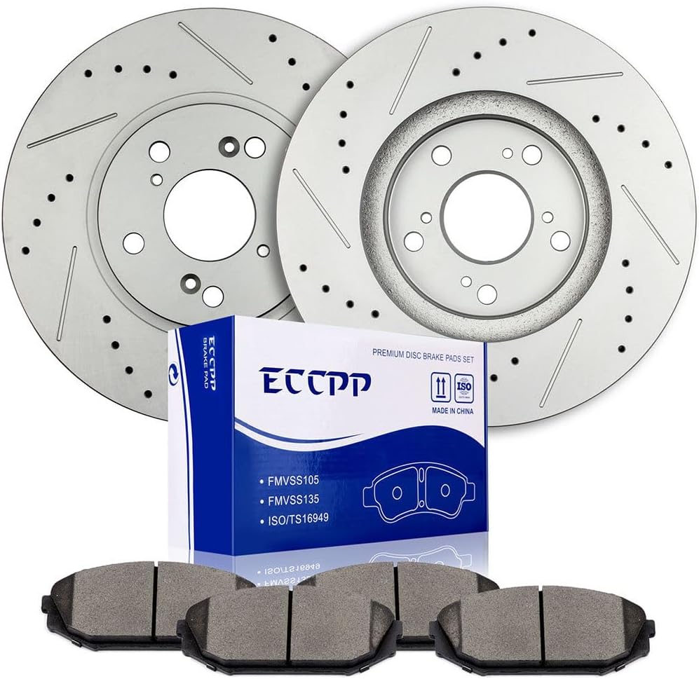 cciyu Front Brake Kits - 2 Brake Rotors & 4 Ceramic Pads fit 2001-2002 For Acura MDX 1999-2004 For Honda Odyssey