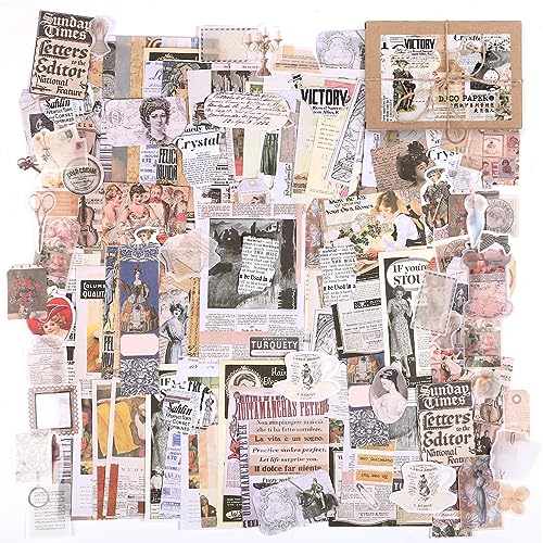 LIHAO 200PCS Vintage Scrapbook Paper Journaling Supplies Scrapbooking Material Paper Set Nature Collection Set