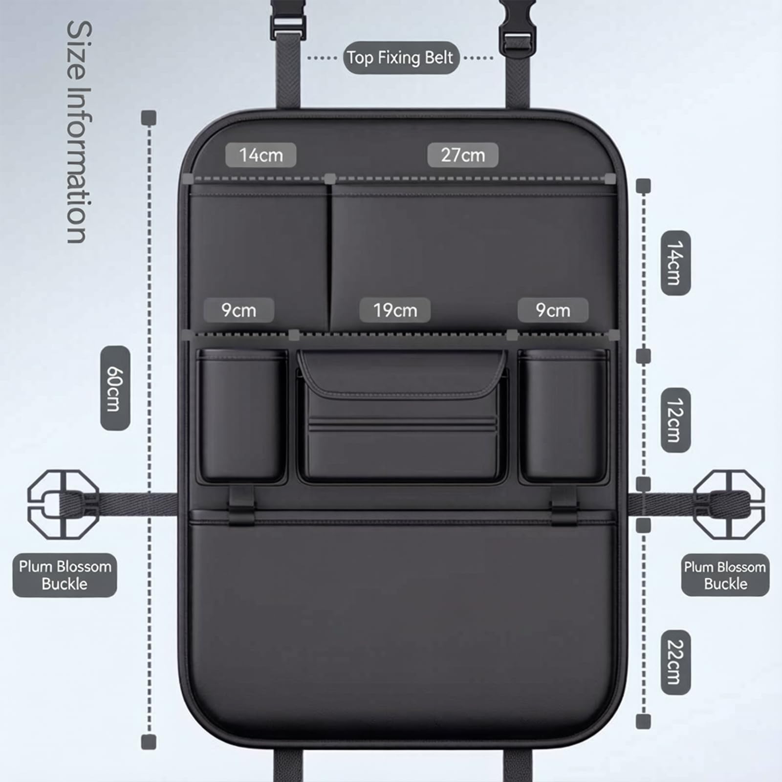 Genérico Organizador Asiento Trasero Coche para Ford Kuga 3 (III) ST-Line & Vignale I 2019-2024, Cuero Bolsa Multibolsillos Protector Impermeable contra Manchas, Perfecto Viajes Familia