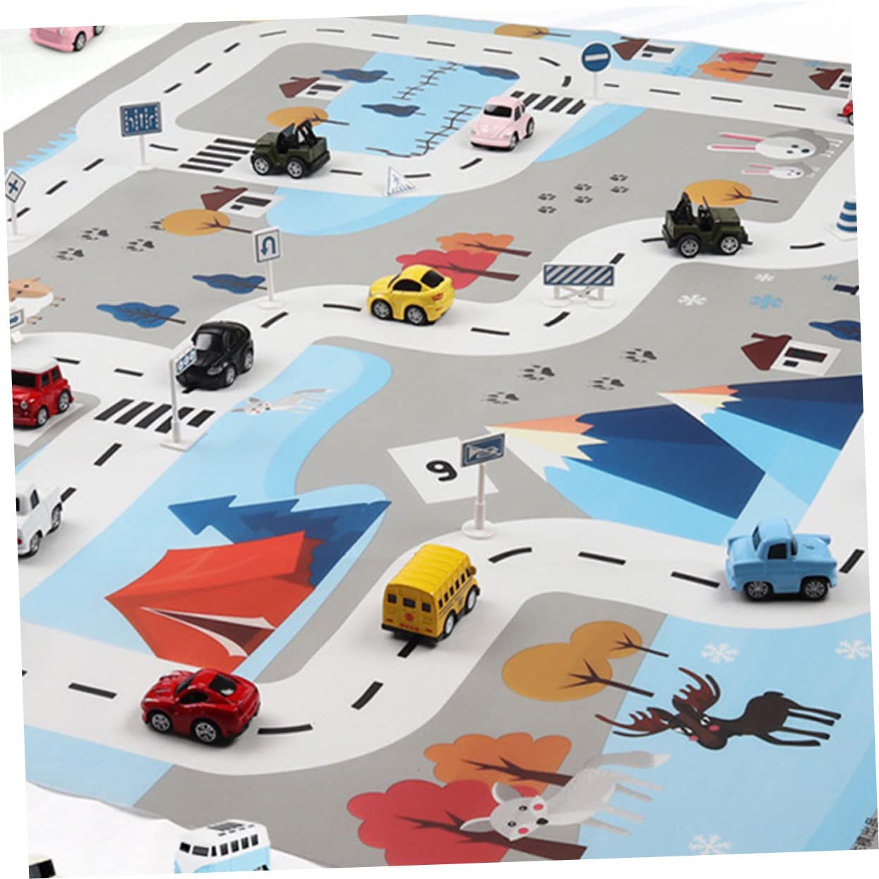 DECHOUS Puzzle Mat Floor Mats Traffic Map Plat Mat Crawling Mat Floor Mat Play Mat Sky-Blue