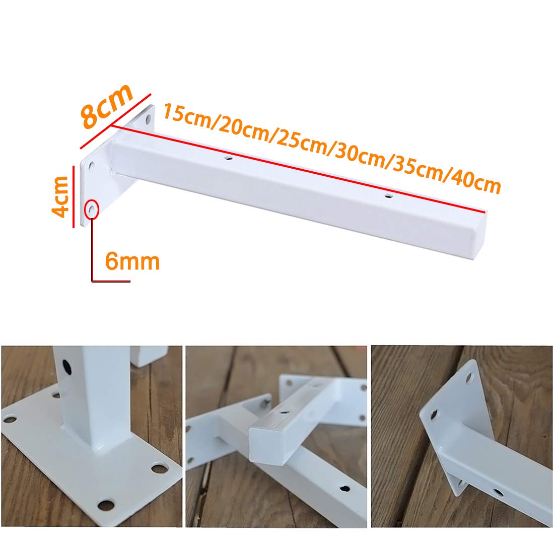 Schwebende Regalhalterungen, weiße Wandhalterung, 15,2 cm große Unterstützung for robuste Schwarze Regale, inklusive Schrauben und Anker, Hängeregale aus Metall(White,300 mm (12in))