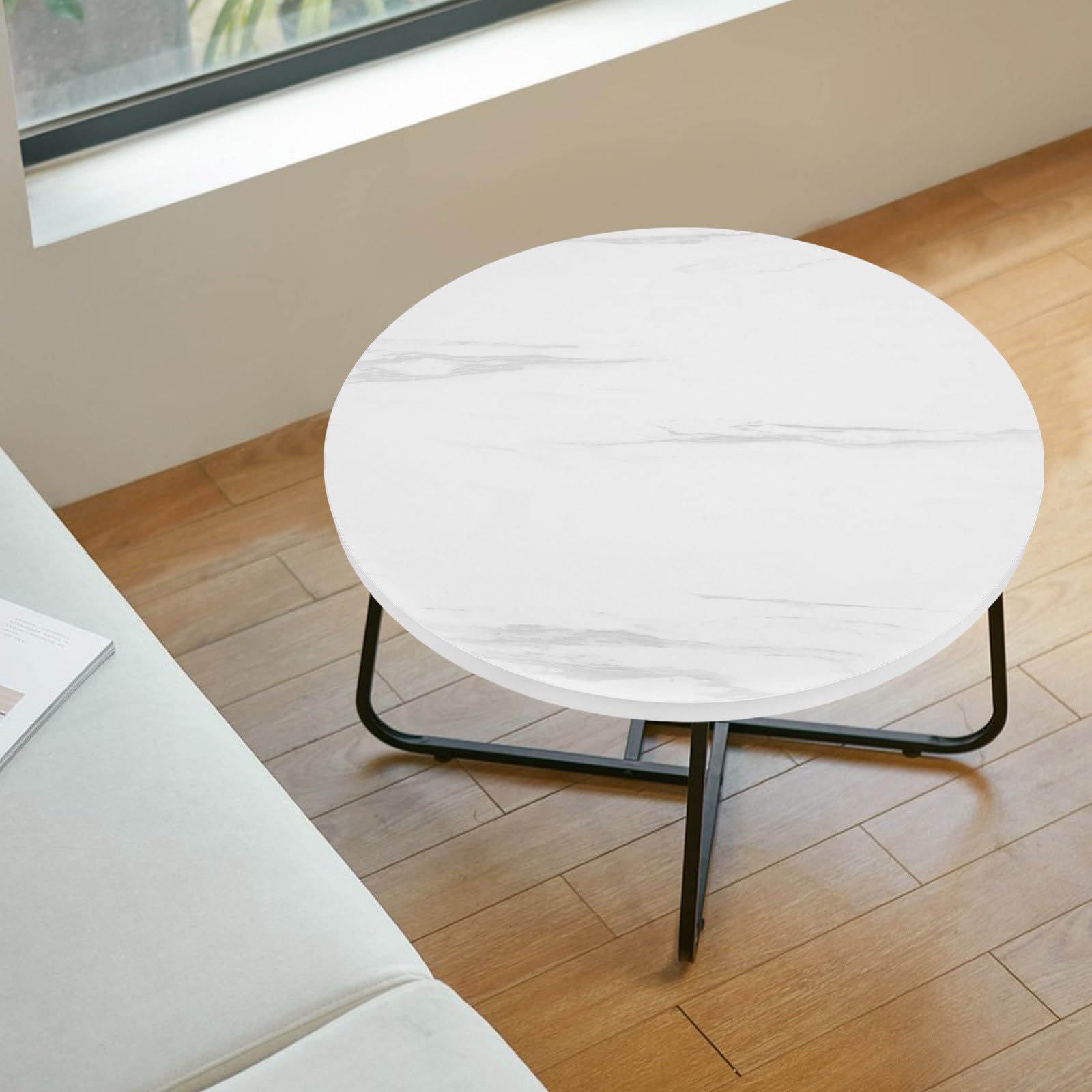 DOITOOL Tablero de Mesa Elegante y de Alta Densidad Redondo Blanco Diseño Seguro y Fácil de Transportar Accesorio Adecuado para Comedor y Dormitorio