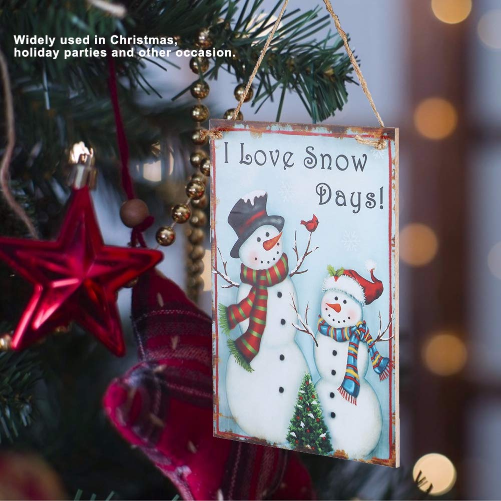 Gavigain Wooden Christmas Decorations, Christmas Plaque Sign Door Hanging Sign Christmas Snowman Pattern Hanging Wooden Plaque Board Pendant for X Mas Home Room Indoor Outdoor