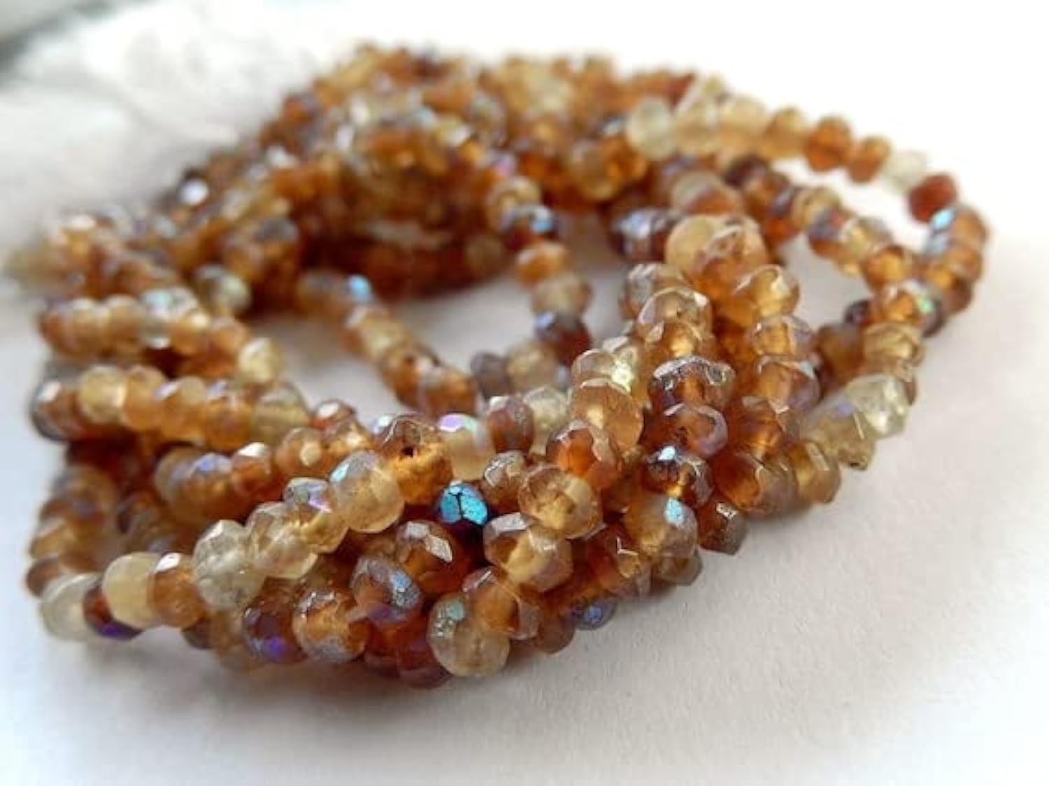 Hessonite perle de 3.5mm en fil de pierre semi précieuse facettée rondelle