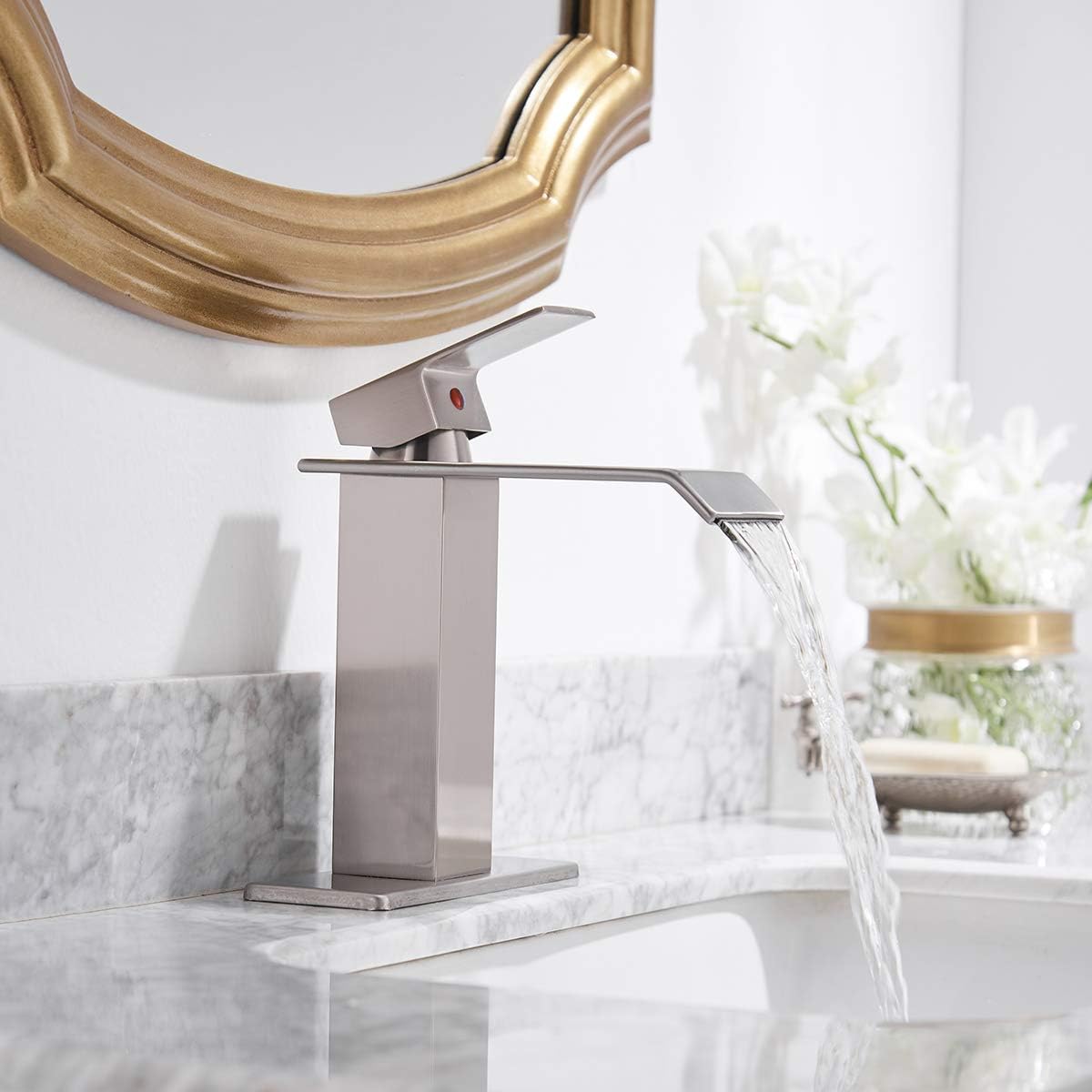 Cheapest 🛒 Era Single-Handle Bathroom Faucet Brushed Nickel Waterfall Commercial Farmhouse Bath Vanity Faucet One Hole Basin Deck Mount Lavatory 🛒 Crazy Deals Era Single-Handle Bathroom Faucet Brushed Nickel Waterfall Commercial Farmhouse Bath Vanity Faucet One Hole Basin Deck Mount Lavatory