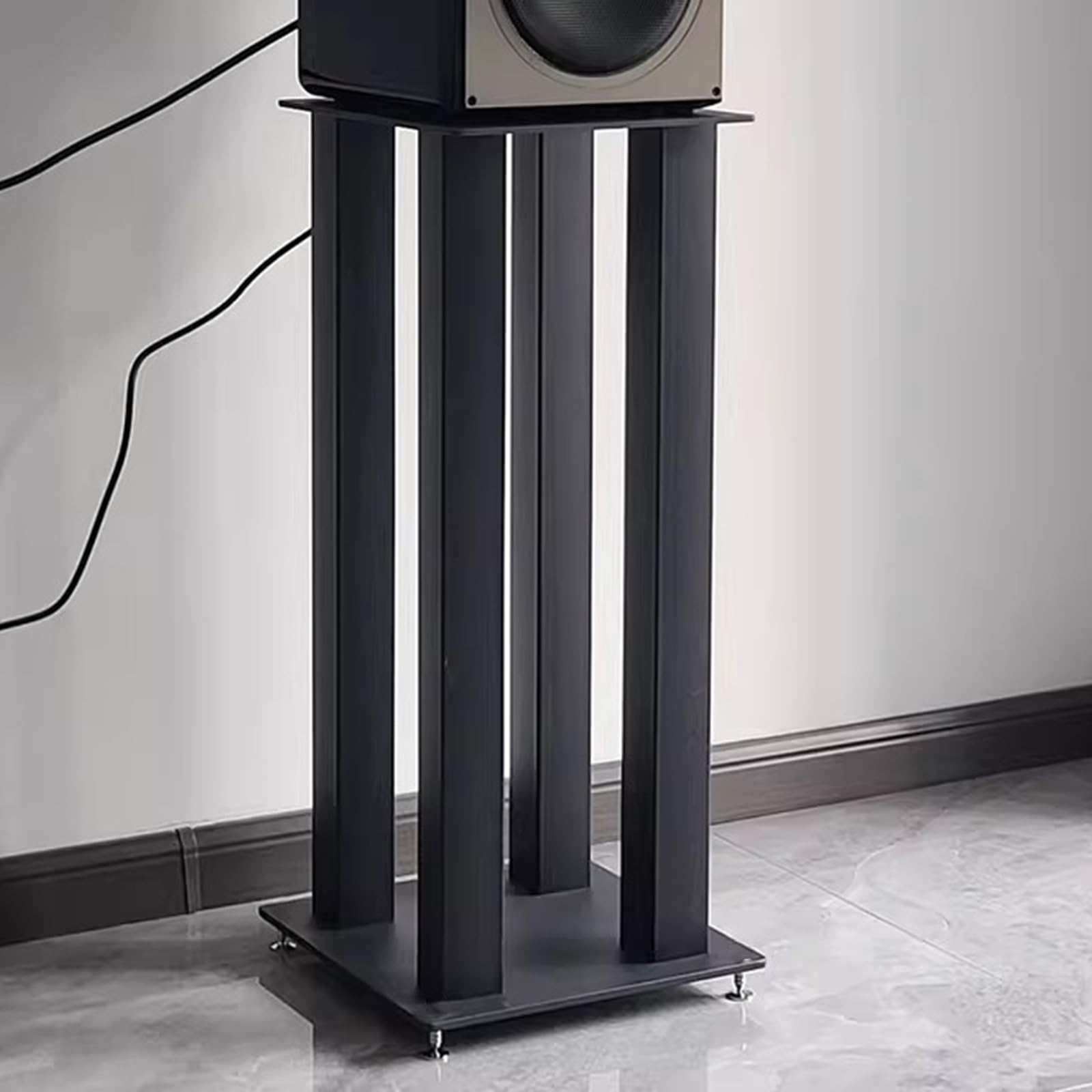Support d'enceinte design étagère au sol pour sublimer le son de votre salon