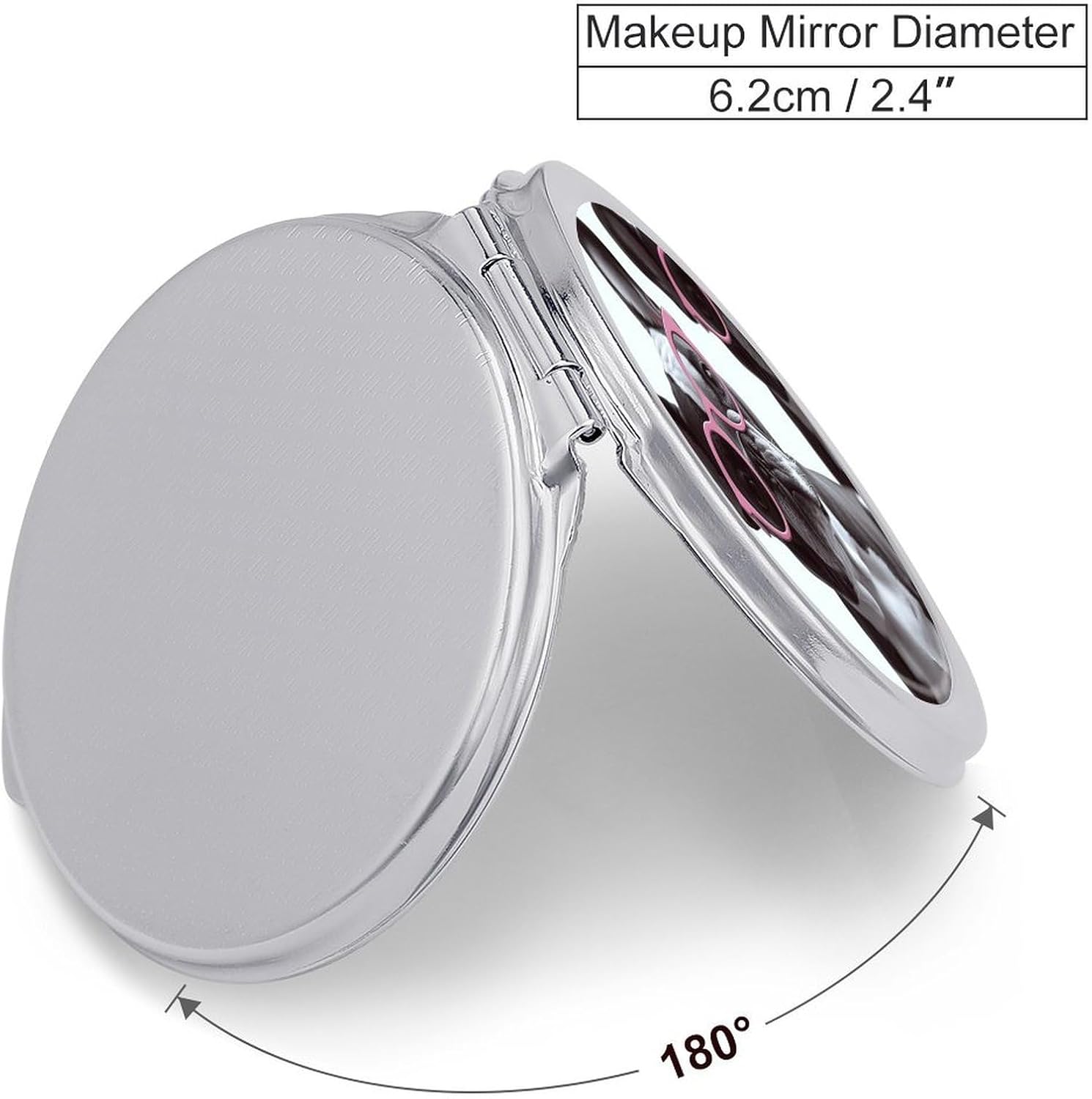 French Bulldog Pink Glasses Portable Makeup Mirror, Sided Travel Hand Mirror Mini Folding Mirror for Precise Makeup Women Daily Use