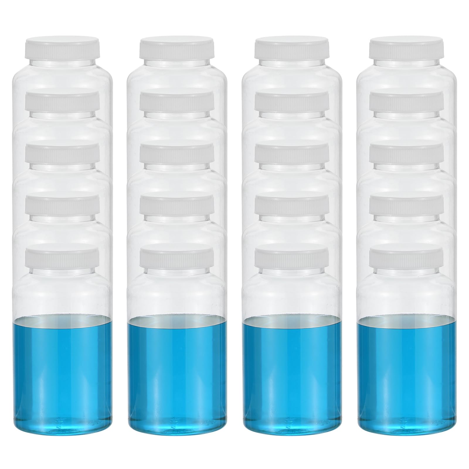PATIKIL 20 Botellas de Reactivo de 500ml Botellas de Boca Ancha de PET con Tapa de Rosca para Almacenamiento de Muestras Líquidas Y Sólidas En Laboratorio Sellado Transparente