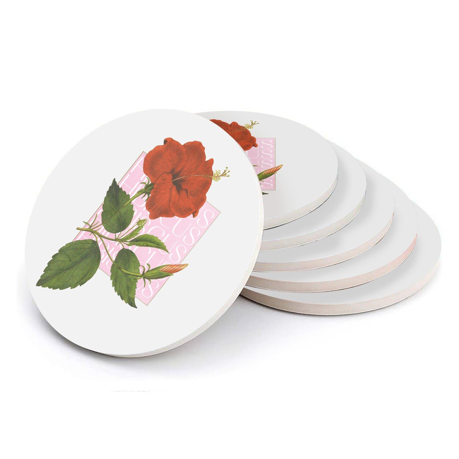 Sous-verre ronds en céramique 108x108mm dessous de verre de table design retro fleurs