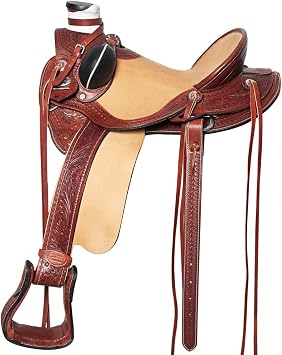 HILASON Western Wade Saddle Hand Tooled Leather Ranch Roping