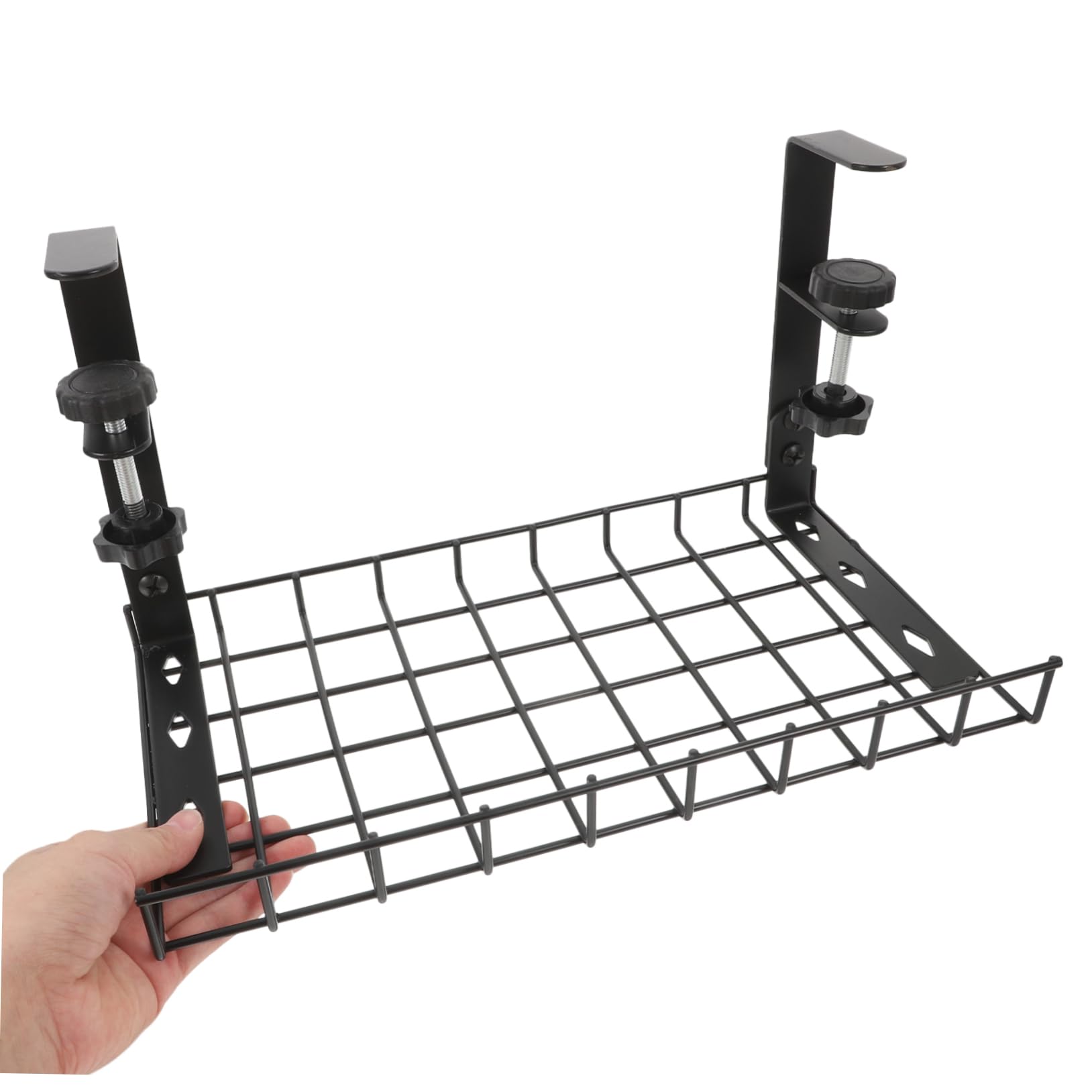 Organizzatore Cavi da Scrivania Sotto Piano, Nero, Ferro | Fissaggio 1, 8-5, 7cm, Grande Capienza, Design Portatile per Ufficio e Postazione Gaming
