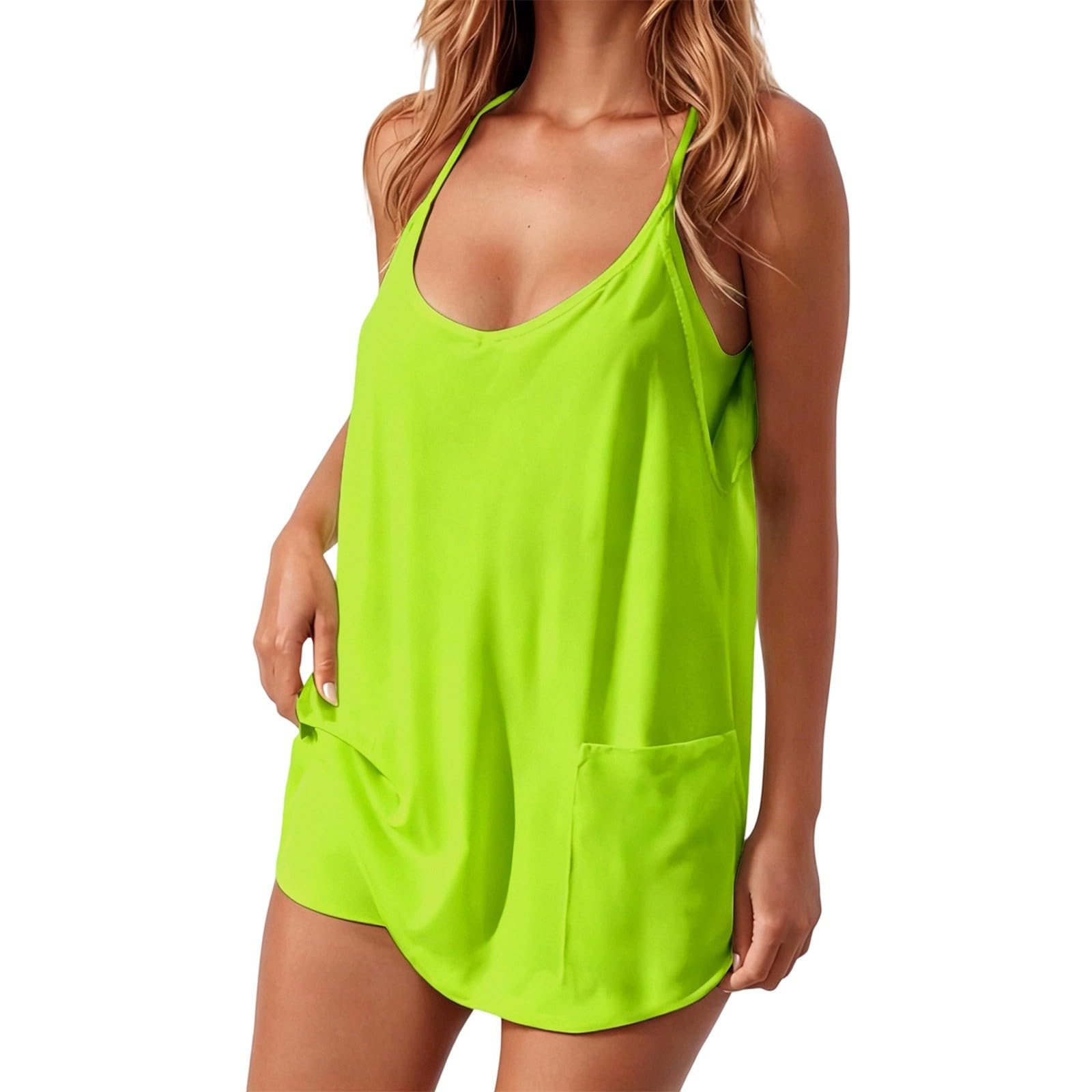 Générique Combinaison short légère pour femme, confortable au quotidien avec deux poches latérales, parfaite pour les journées chaudes d'été et les activités décontractées du L