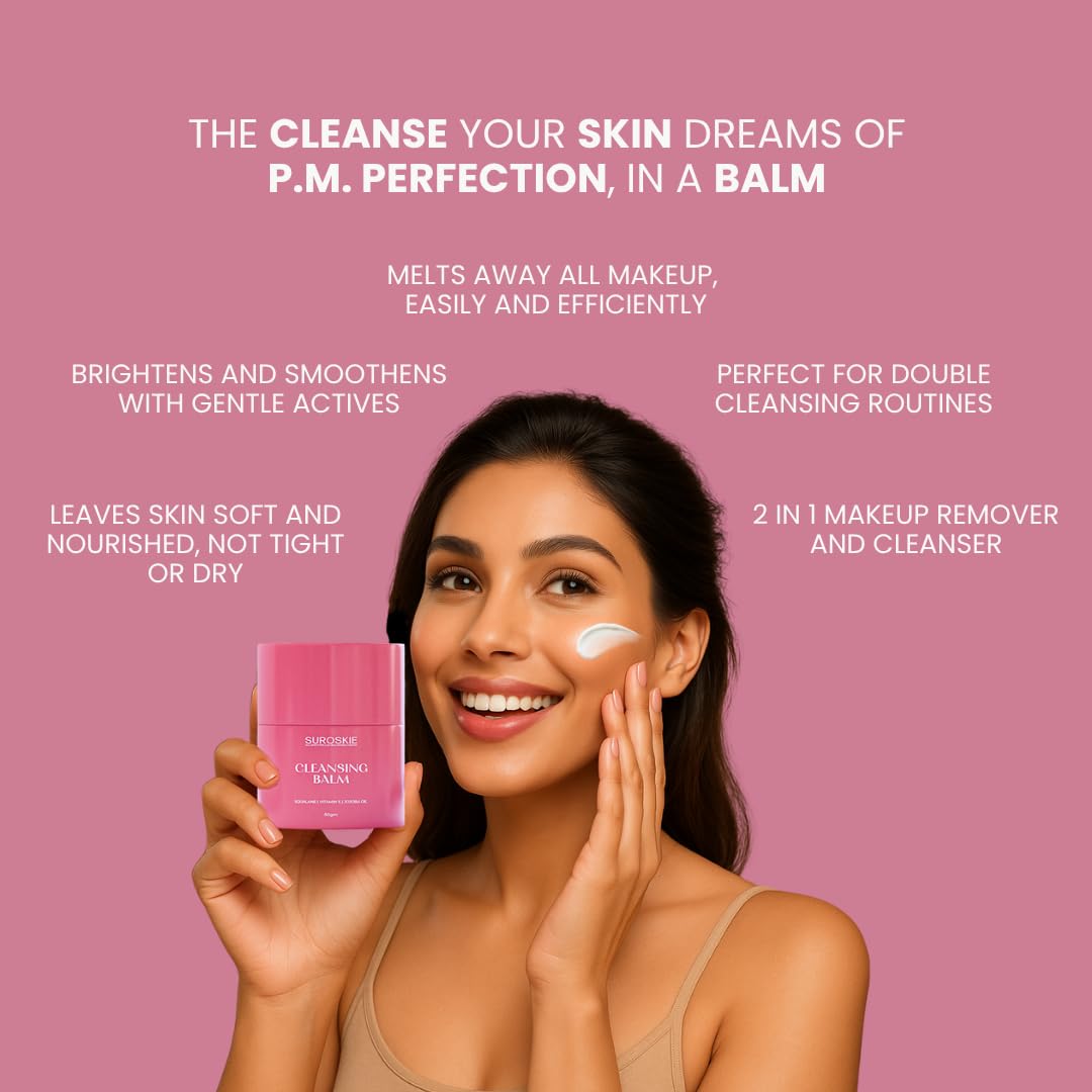 Suroskie Cleansing Balm for Face 50gm | 2 in 1 Makeup Remover & Cleanser | Face Scrub Removes Excess Oil & Dirt | Clean, Smooth & Nourished Skin For All Skin Types | Skin Care Products | Men & Women - Image 5 thumbnail