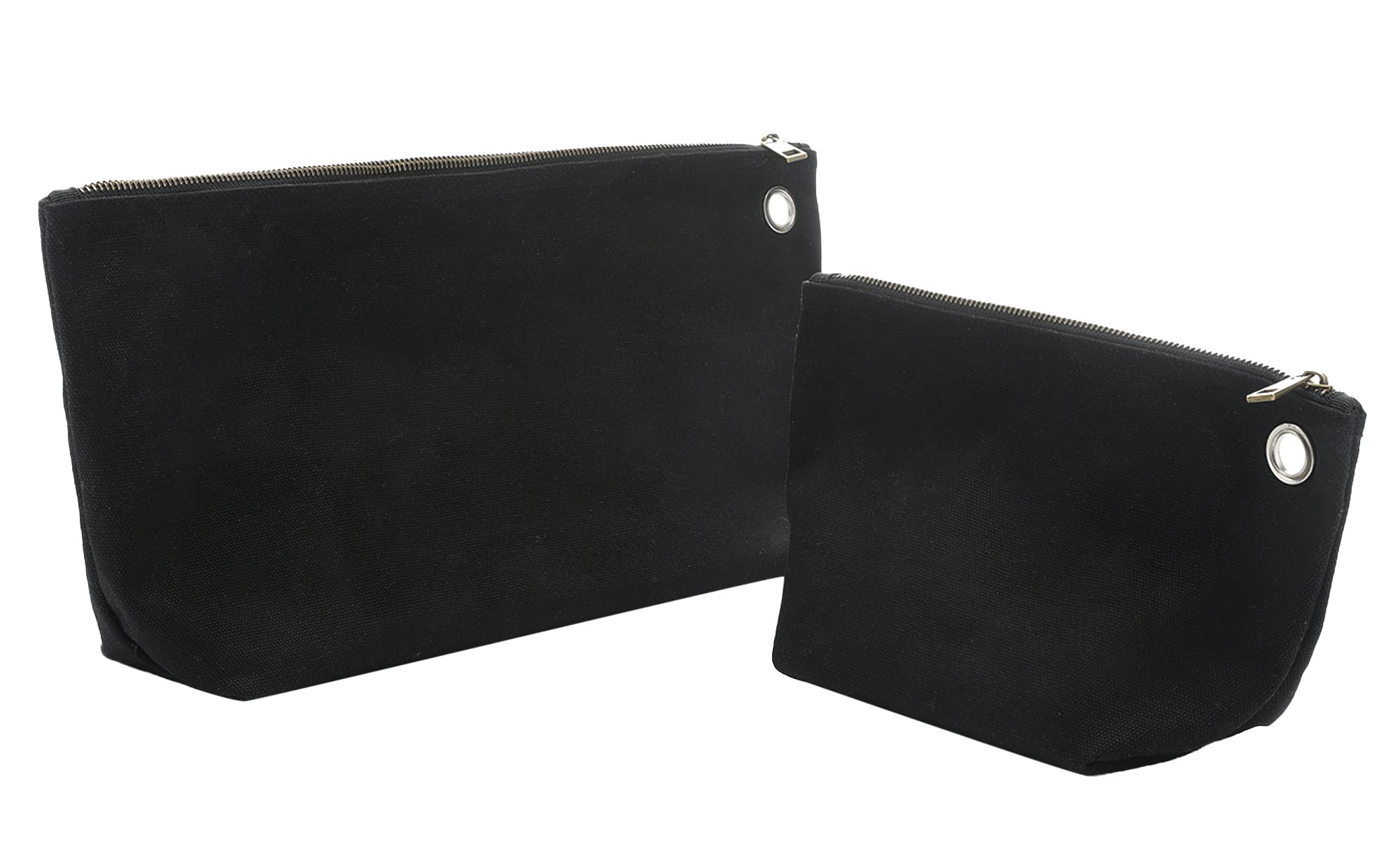 Kaaltisy Black Tool Storage Bag - 16Oz Waxed Canvas Item Collection Pouch, Portable Tools Organizer Pouches With Zipper | 1 Large & 1 Small | For Coins Pliers Nuts