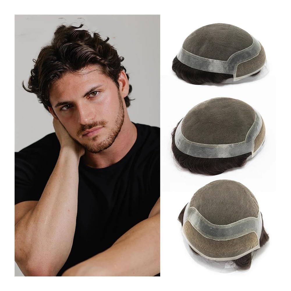 Perruque cheveux naturels toupet hommes de qualité supérieure Swiss Lace