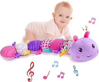 Baby Toy 0-6 Months,Baby Musical Stuffed Animal Soft Toy with Multi-Sensory Crinkle, Rattle & Textures,Baby Girl Toy for 6-12 Months Birthday Gift(Caterpillar)