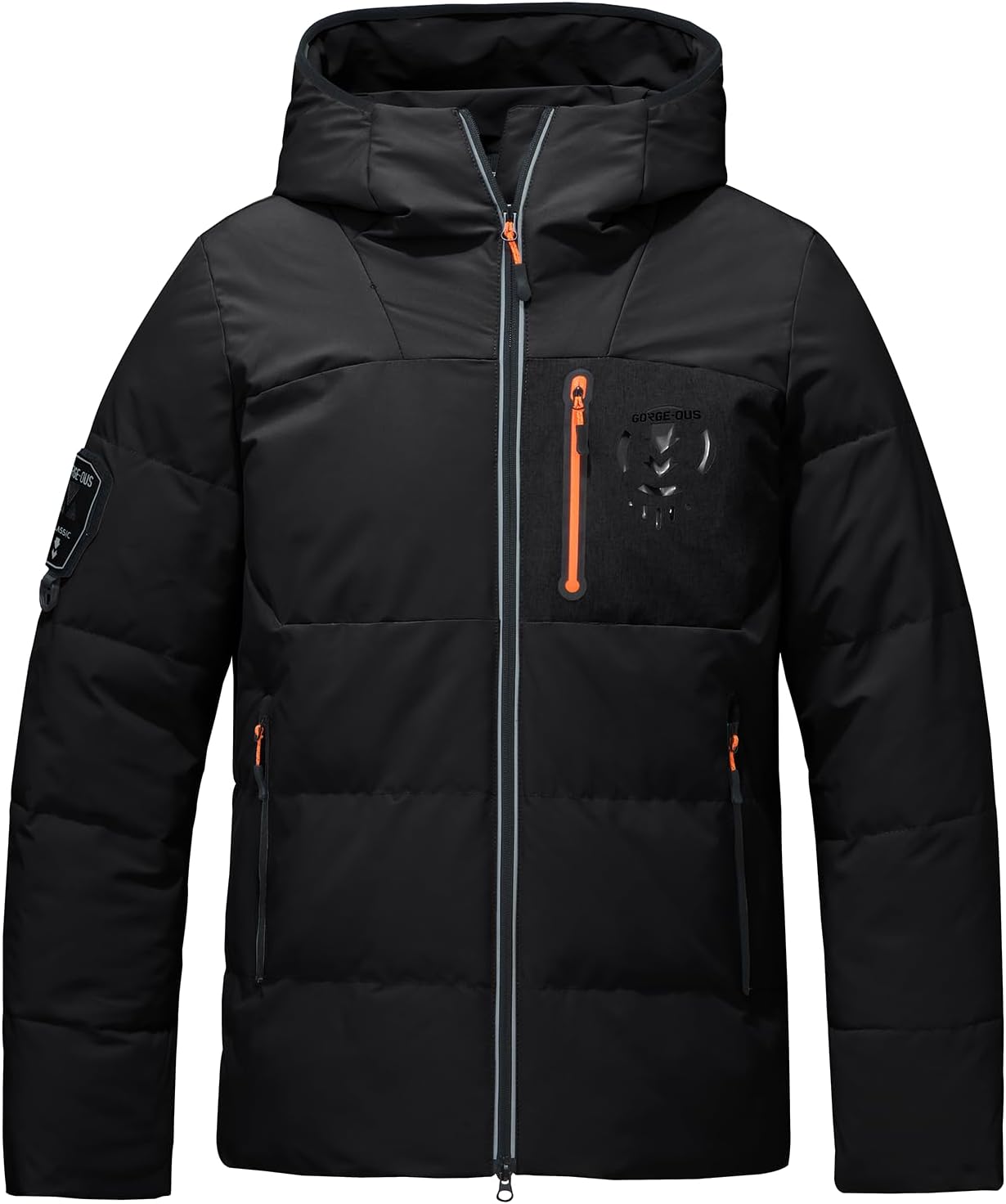 Men's Insulated Puffer Jacket Hooded Waterproof Winter Coats Lightweight Warm Windproof Snow Coat with Zip Pockets