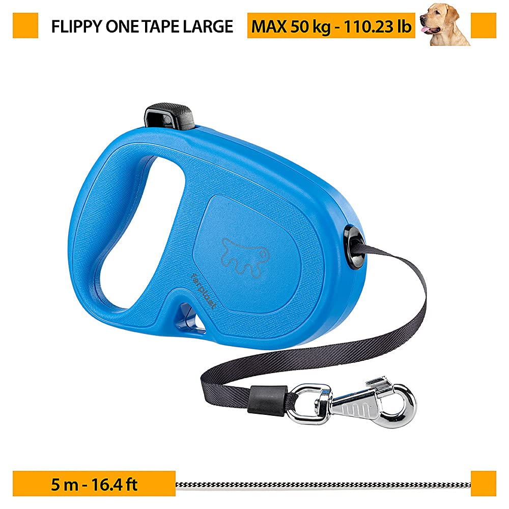 Ferplast FLIPPY ONE TAPE L, wysuwana smycz dla dużych psów 5 m, max 50 kg, czarny
