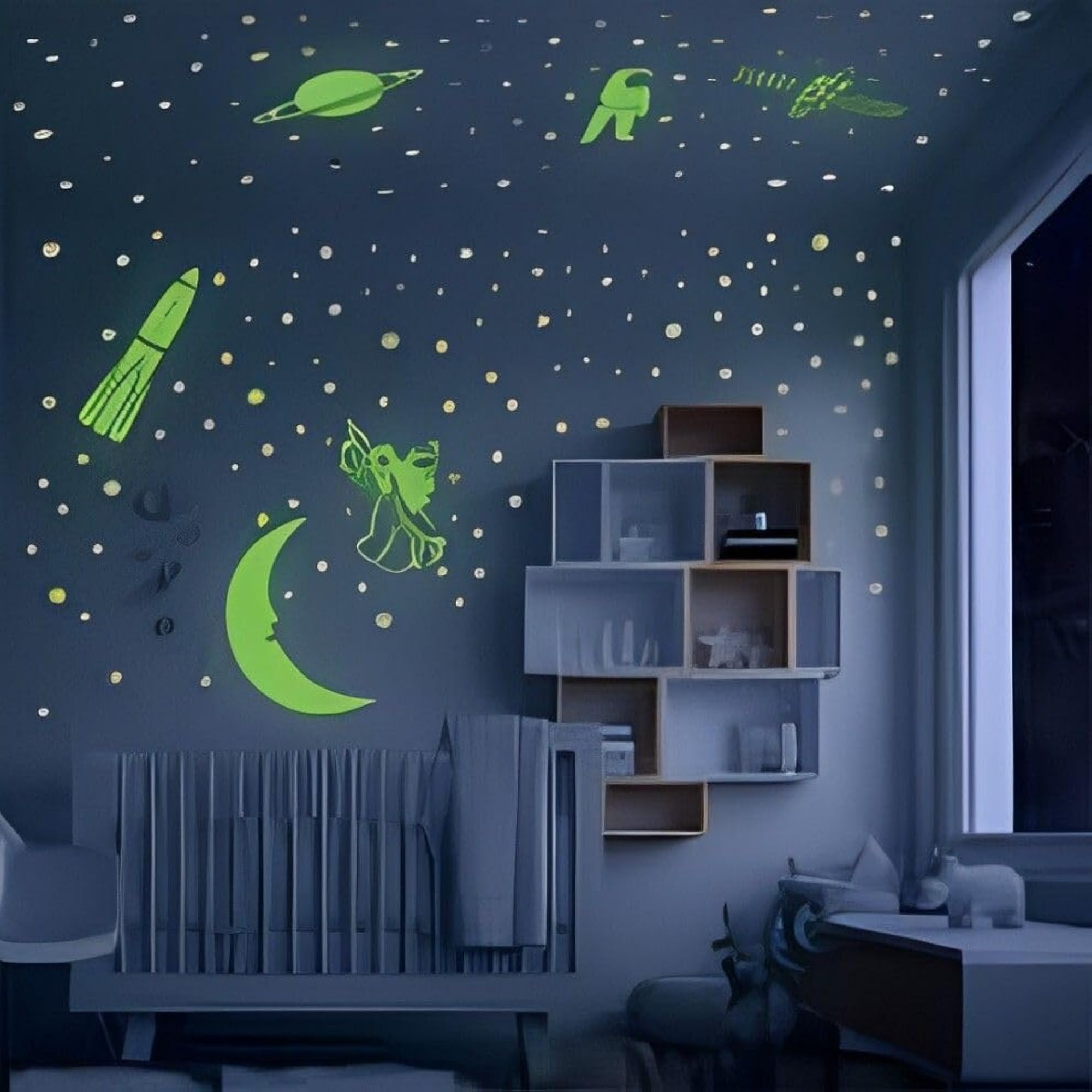 Glow in The Dark Star & Moon Wall Stickers, Celestial Decor