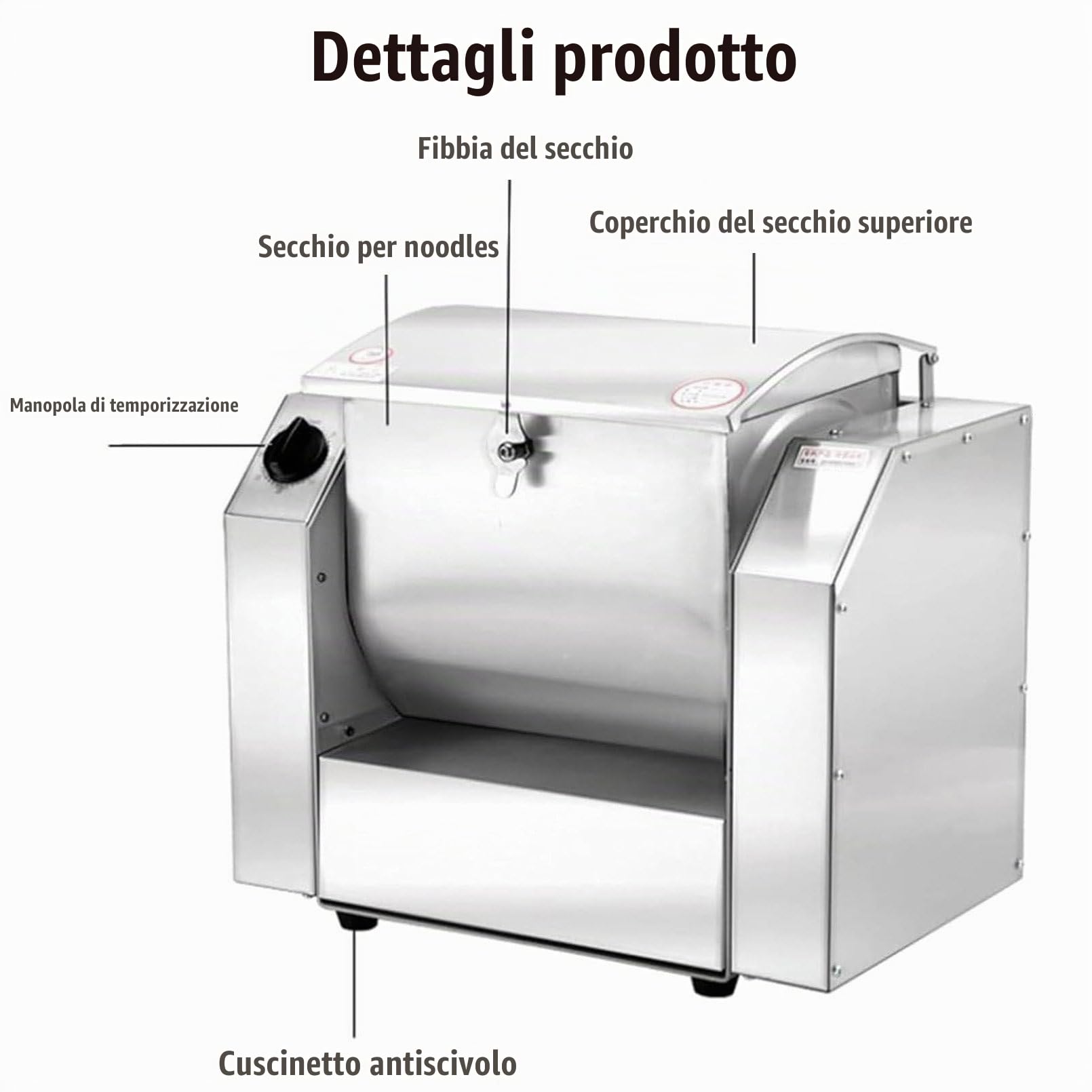 Impastatrice, impastatrice elettrica commerciale da cucina, impastatrice per farina professionale da 3 kg, macchina in acciaio inossidabile, mani libere, 3 kg