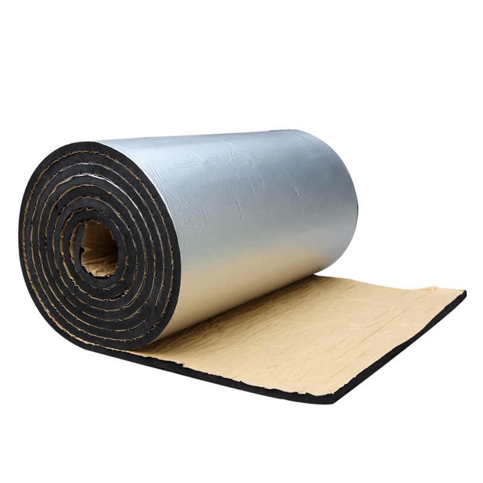 Auto Tappetino Antirumore，Gomma-plastica in Cotone Isolante Acustico per Auto,Pannello Riflettente Termosifoni,Cotone Isolante Acustico in Foglio di Alluminio(5MM(THk),1 * 3M(3m²))