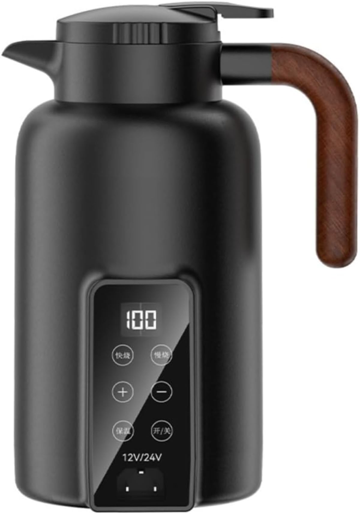 【TRENIE】車載電気ポット 電気ケトル 1300ml 温度調節 ±1℃ 携帯旅行用 360° 循環急速加熱 25℃～100℃ DC12V/24V 兼用 暖房保温 液晶温度表示 真空断熱 360° 漏れ防止 車載用調理器具H24