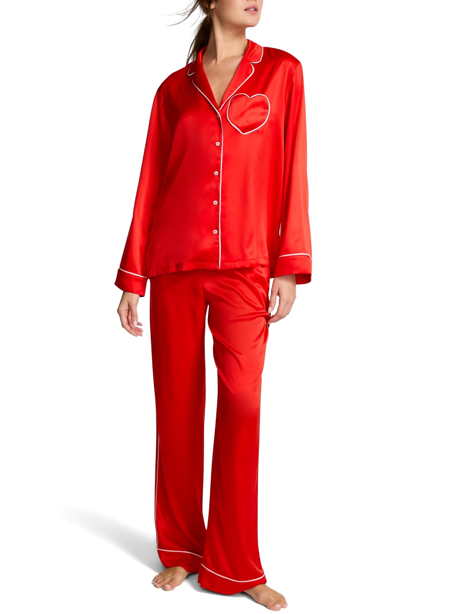 Victorias Secret Satin Pajama Set Long Sleeve Button Down Shirt Pants Sleepwear for Women XS-XXL