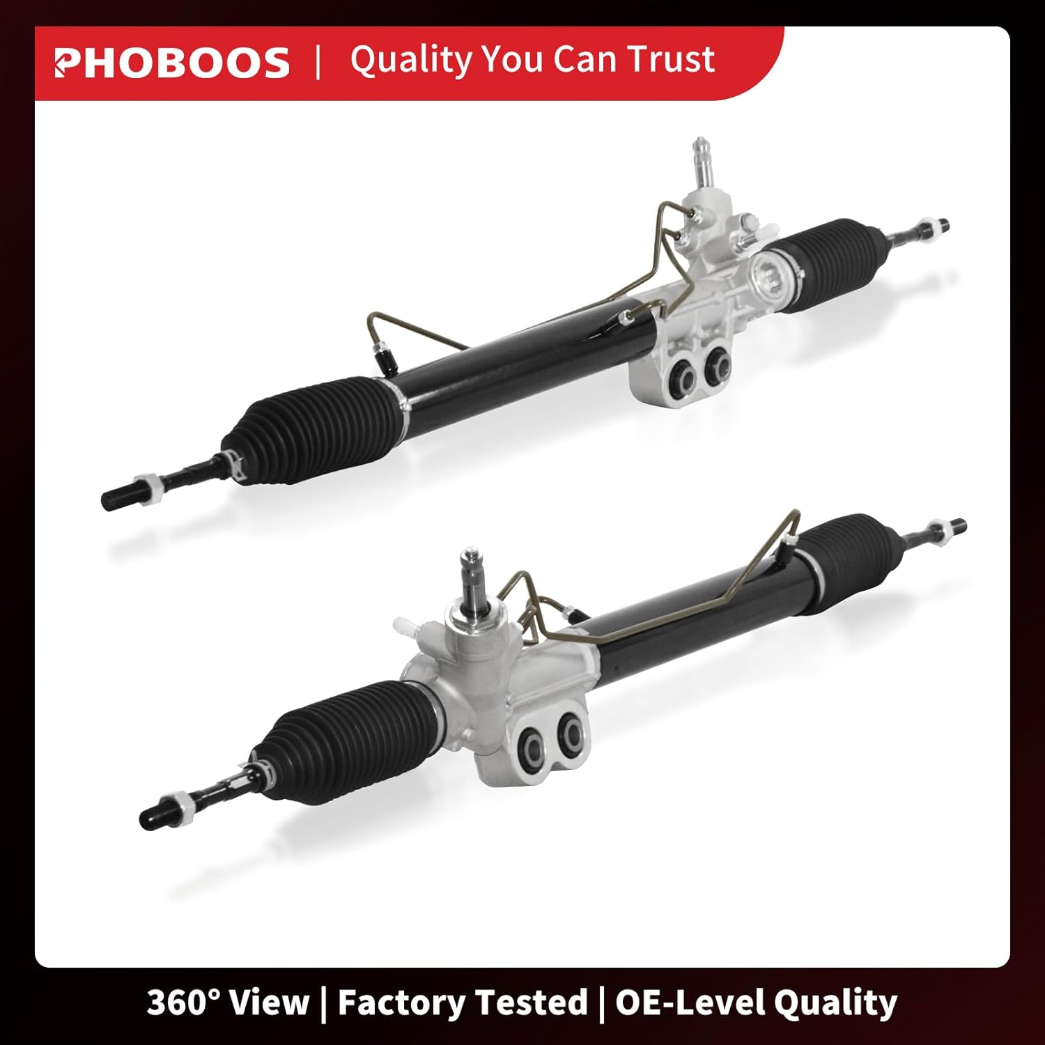 PHOBOOS Hydraulic Power Steering Rack and Pinion Assembly Compatible with Nissan Frontier 2005-2020, Pathfinder 2005-2012, Xterra 2005-2015, 2.4L, 2.5L, 4.0L, 5.6L, New Unit, Direct Fit, Ref. 26-3033