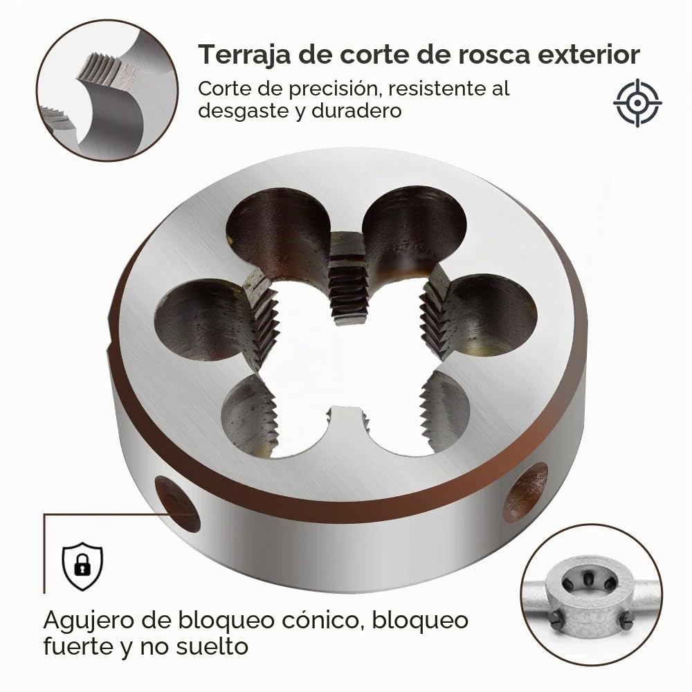 2 Piezas Machos M12 x 1,75 Terraja y Machos de Roscar HSS Métrica Máquina Rosca Macho, Machos y Troqueles Métricos para Roscado Reparación (M12)