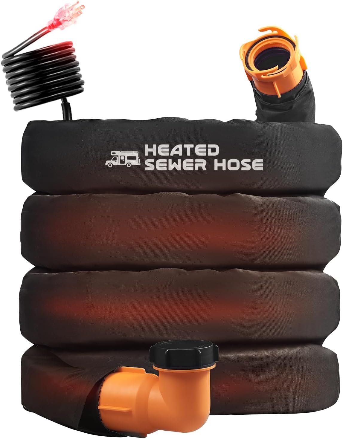 20FT Heated Sewer Hose Kit, Black RV Accessory (20FT Hose with Sleeve)