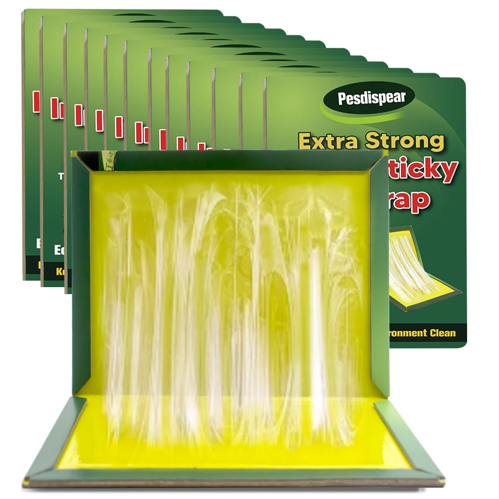 Pesdispear Insect Traps 12 Packs Large Extra Strong Sticky Trap Sticky Boards Bug Catcher Pest Control for Indoor Outdoor Home Garage Garden