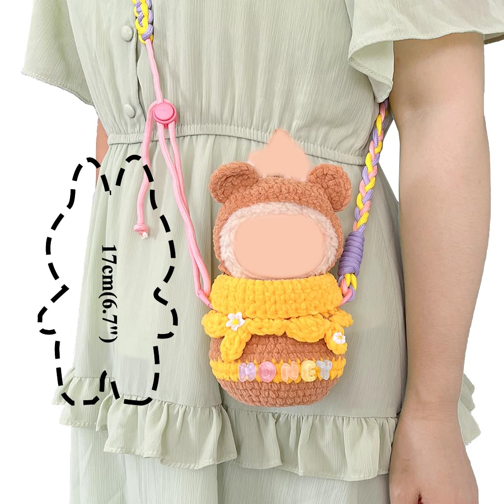 Handmade Honey Jar Crochet Backpack – Adorable Knitted Accessory for Labubu and 7-Inch Collectible Dolls and Figures