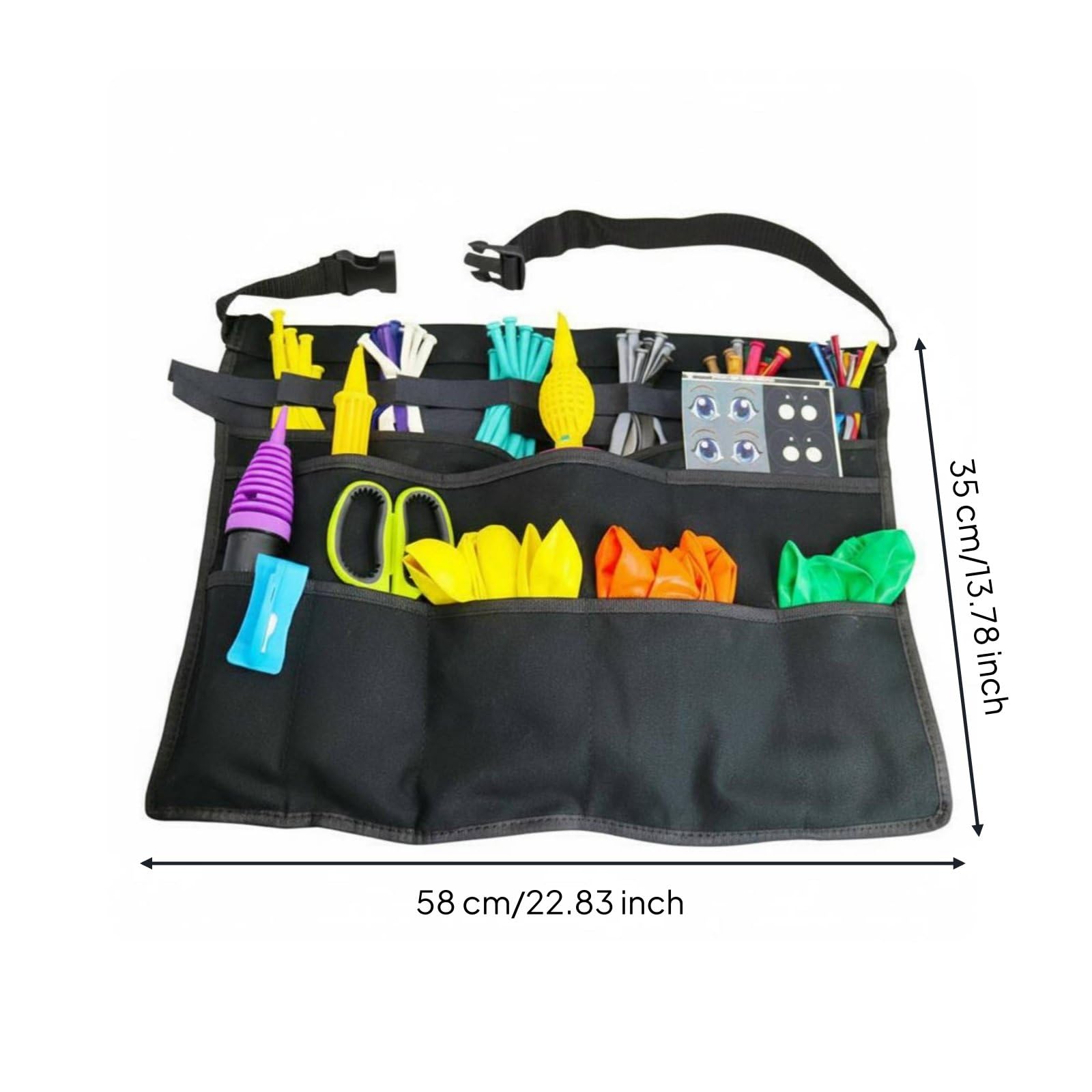 Delantal de Actuación Delantal Herramienta Cintura Bolsa con Bolsillos de Nylon Reforzado y Diseño Ergonómico Manejo Ágil de Globos y Boquillas Adecuado para Espectáculos Ferias