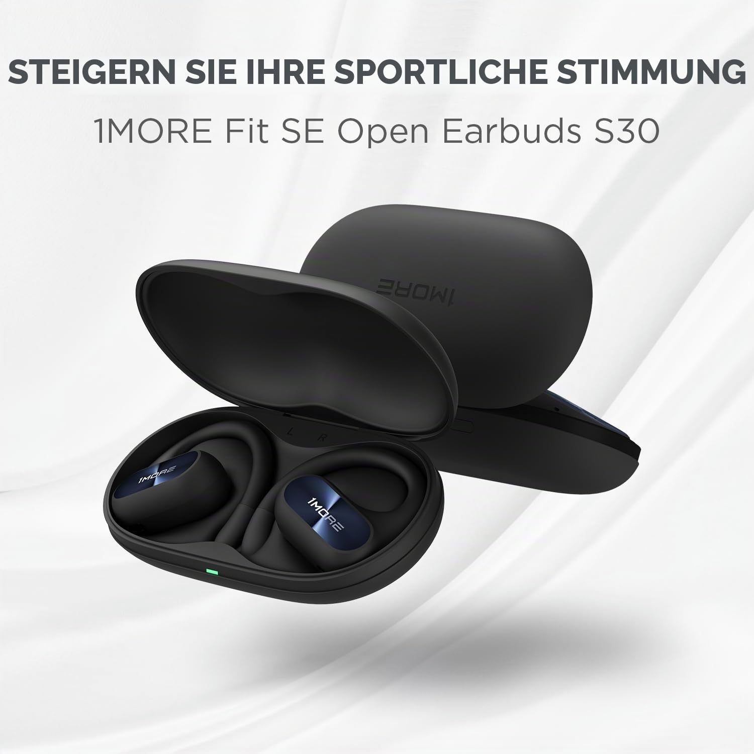 1MORE Fit SE S30 Open Ear Kopfhörer, 5.3 Bluetooth Kabellose Headphones mit 4 mikrofon, Earbuds mit Ohrbügeln, 30 Std. Spielzeit, ENC Anruf Noise Cancelling, IPX5, Ohrhörer für Büroarbeit/Sports