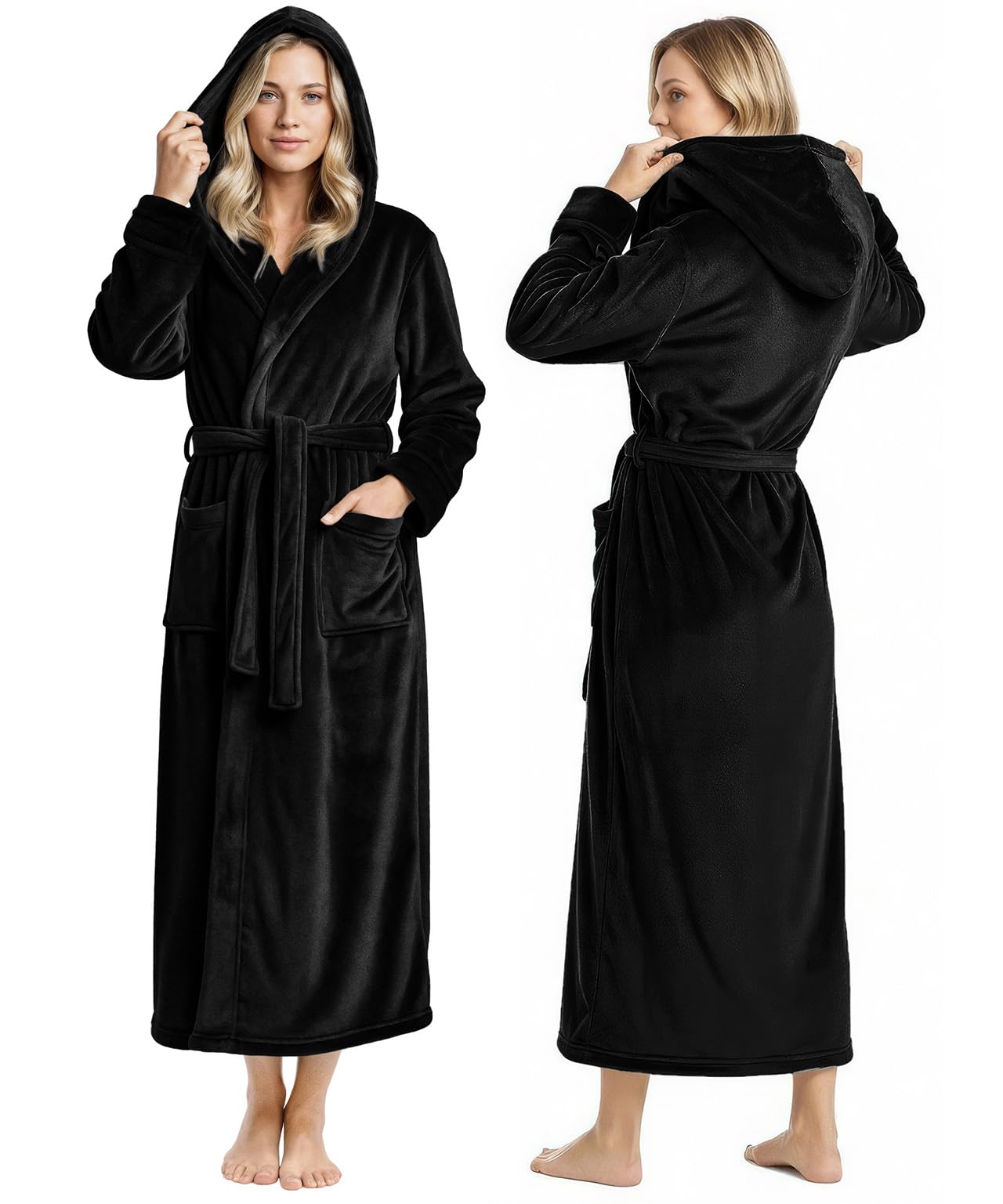 Premium Ultra Soft Robes for Women with Hood Plush Fleece Long Bathrobe