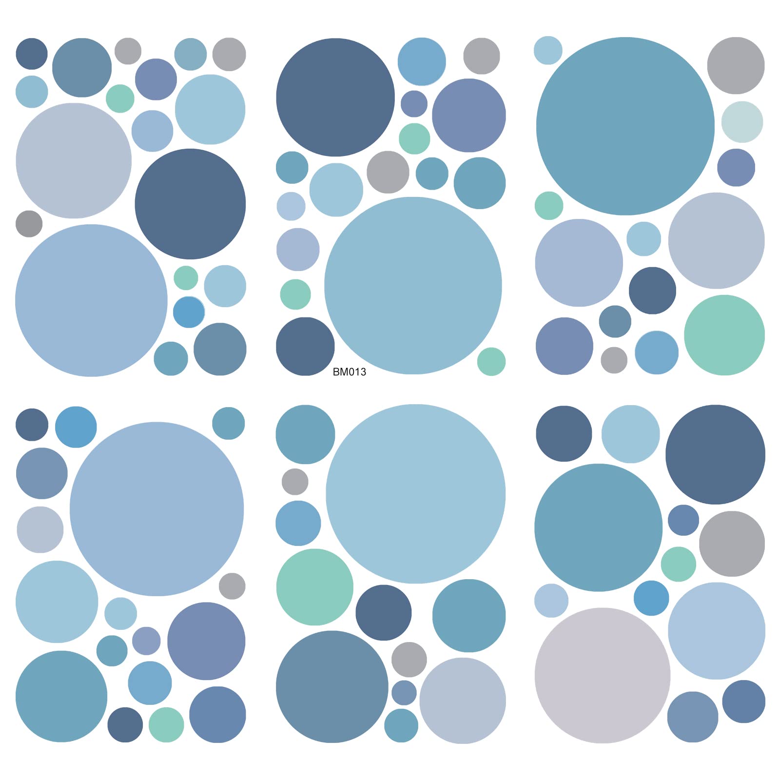 WandSticker4U®- [6 fogli, 93 pezzi] Adesivi murali bambini POIS azzurri/blu/verde pastello, Pois adesivi per mobili pareti decorativi cameretta I Adesivi pois punti decorazioni camera da letto GRANDE