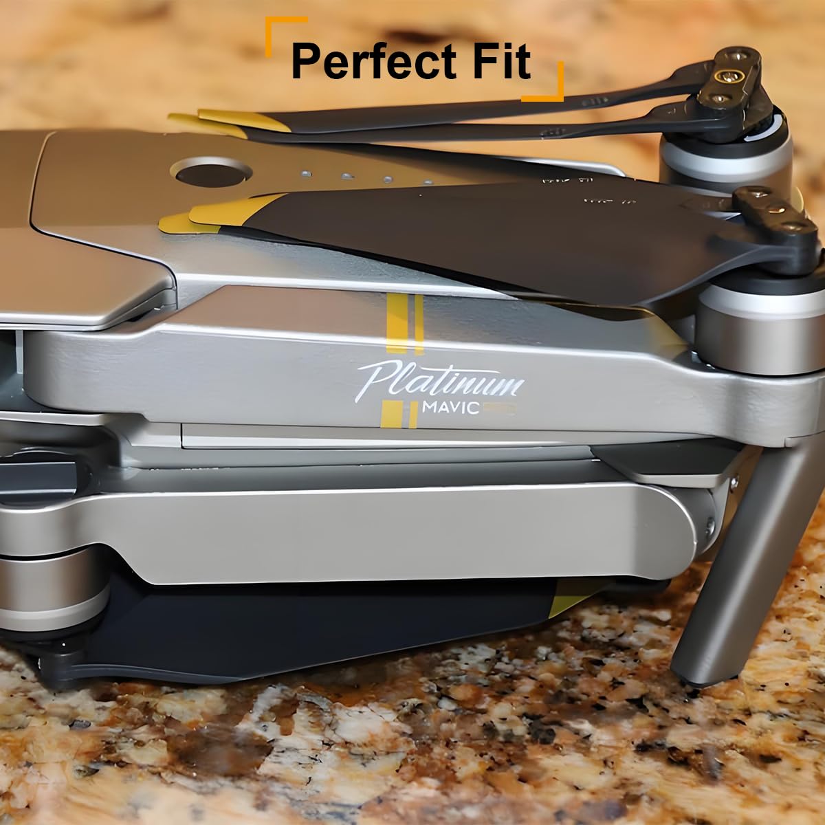 Śmigła do DJI Mavic Pro & Mavic Pro Platinum - 8331 8331F niski poziom hałasu, szybkie zwalnianie, wymienne ostrza drona, 2 pary (4 ostrza), czarne, ze złotym paskiem, pasek uchwytu śmigła