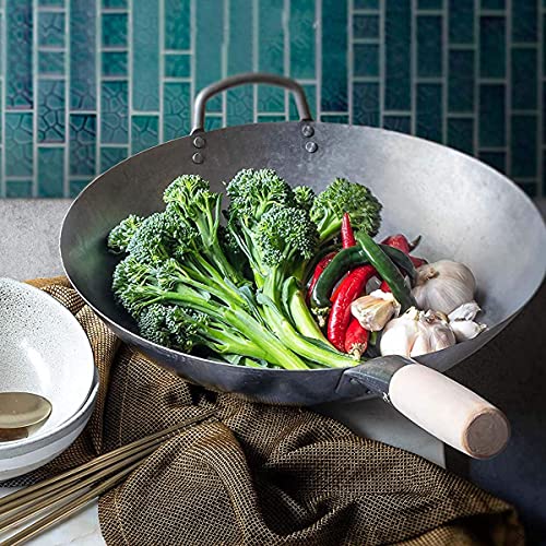 Wok de hierro fundido, 40 cm redondo para cocina miniatura 6