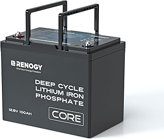 Renogy12V 100Ah LiFePo4 Leisure Battery, 12V Lithium Battery up to 5000+ Deep Cycles, Core Series Battery with BMS Protection for Trolling Motor,Off-Road,Cabin,Marine,Off-Grid Home Energy Storage