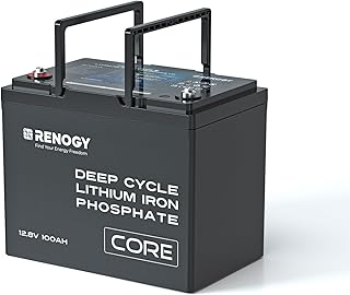Renogy 12V 100Ah LiFePo4 Leisure Battery, 12V Lithium Battery up to 5000+ Deep Cycles, Core Series Battery with BMS Protection for Trolling Motor,Off-Road,Cabin,Marine,Off-Grid Home Energy Storage